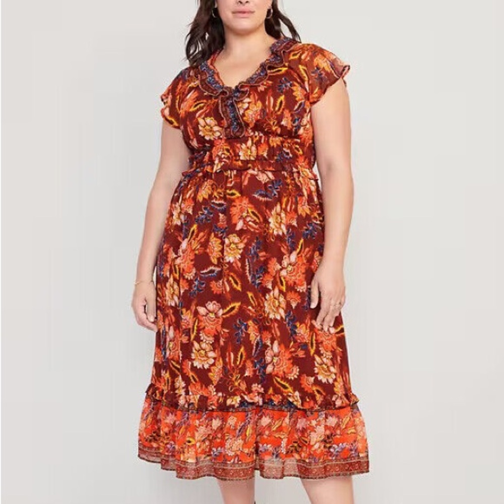 Old Navy Flutter-Sleeve Midi Dress - Size 2X